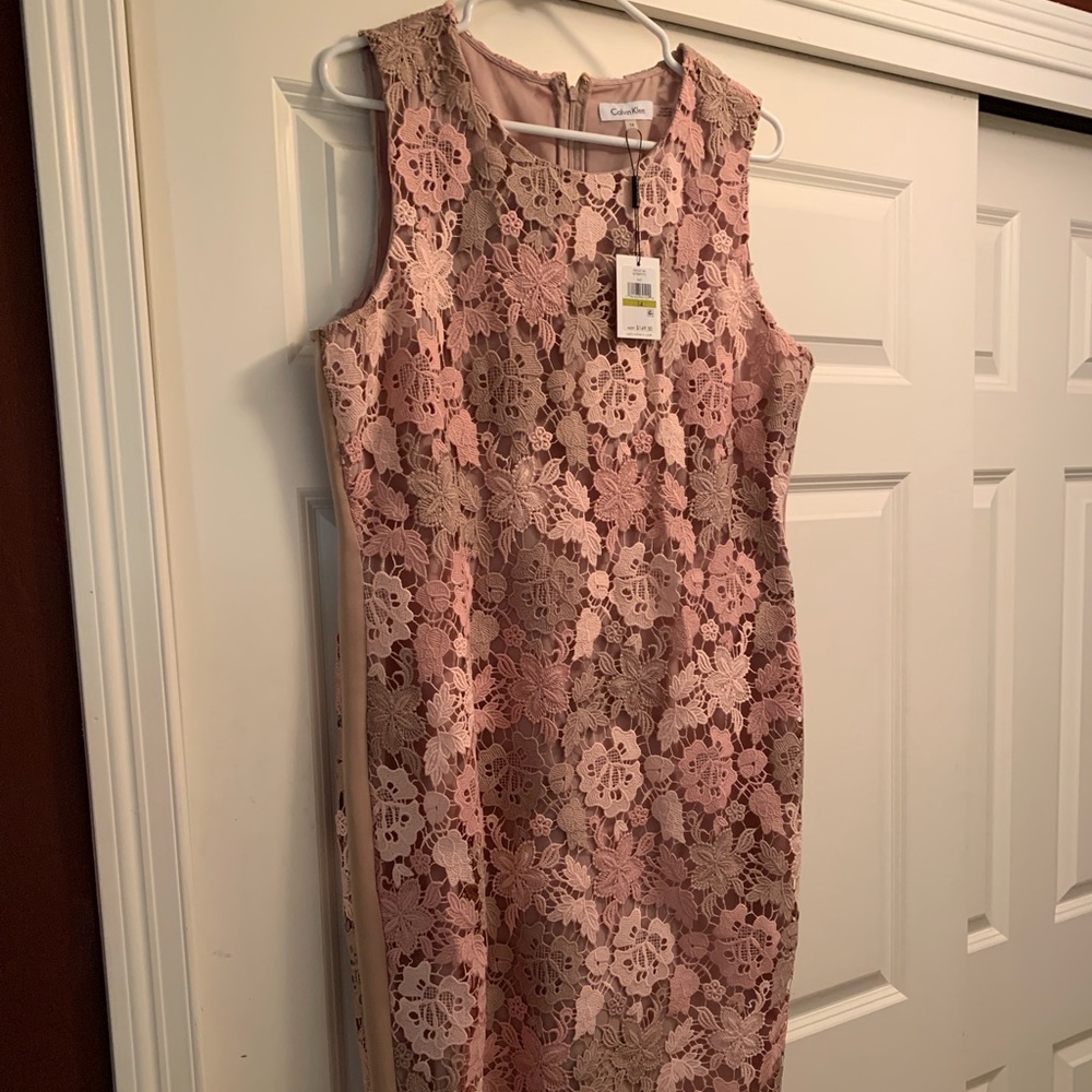 Fitted lace Dress. Calvin Klein Sheath